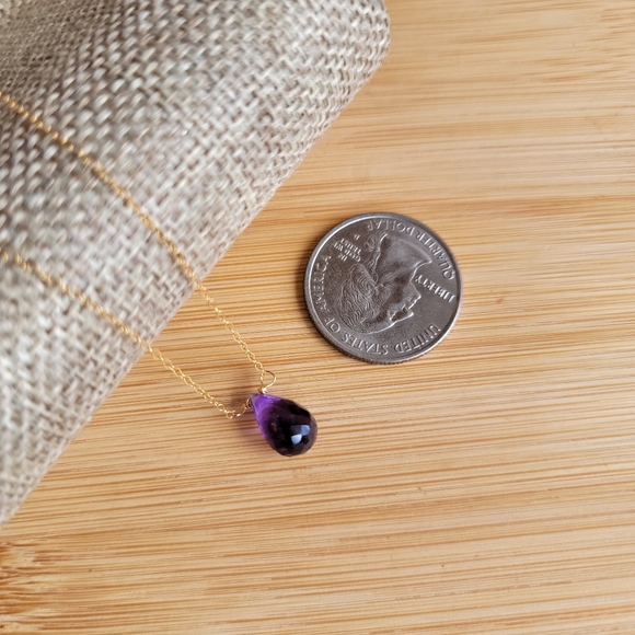 Amethyst Necklace Minimalist Crystal Gemstone February Birthstone - Picture 4 of 5